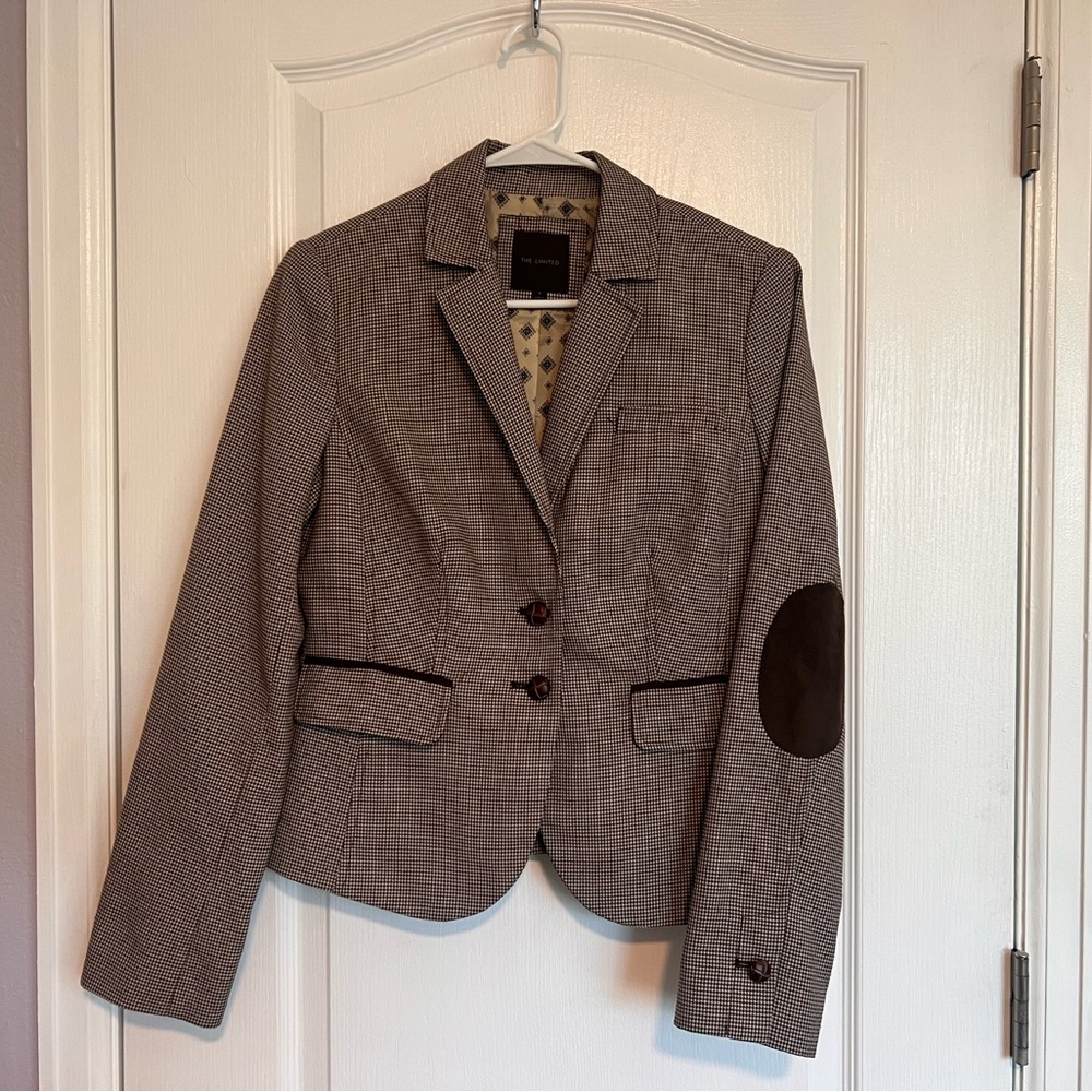 The Limited Brown Tweed Blazer with Elbow Patches